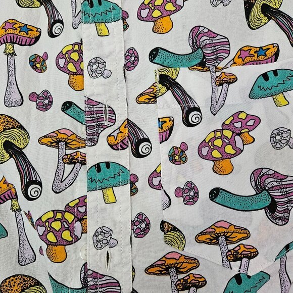 A.LAB // Shroomie Mushroom Print Button Down Shirt, Small - Picture 2 of 6